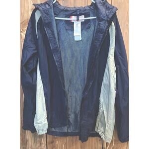 Vintage COLEMAN Outdoor Co. Hooded Mesh Lined Rain Jacket XL Navy Grey Outdoor